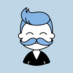Man boy with mustache avatar vector icon