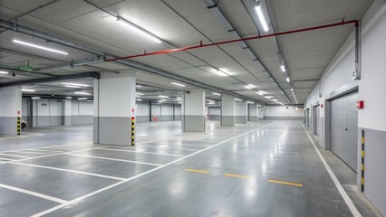 A parking lot with a lot of empty parking spaces