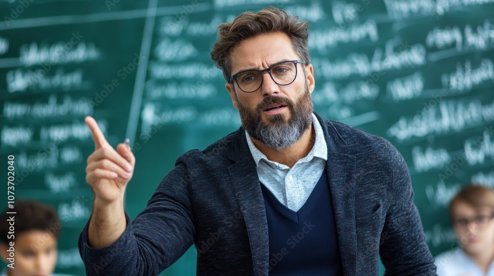 Poster a teacher passionately explains mathematical concepts to engaged students in a classroom filled with