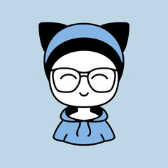 Girl with glasses and ears vector icon