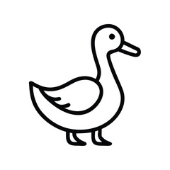 Duck vector illustration in black outline, Minimalistic vector illustration of a duck in black outline, featuring a simple and clean design, ideal for icons or logos.
