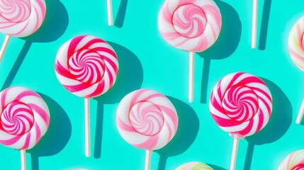 National Hard Candy Day colorful candy lollipops arranged in a repeating pattern. The lollipops feature pink, white, and purple swirls, evoking a festive, party vibe