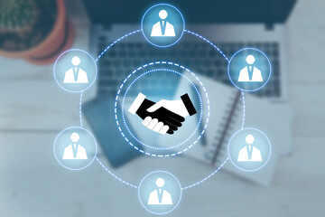 Business ecosystems and partnerships concept.