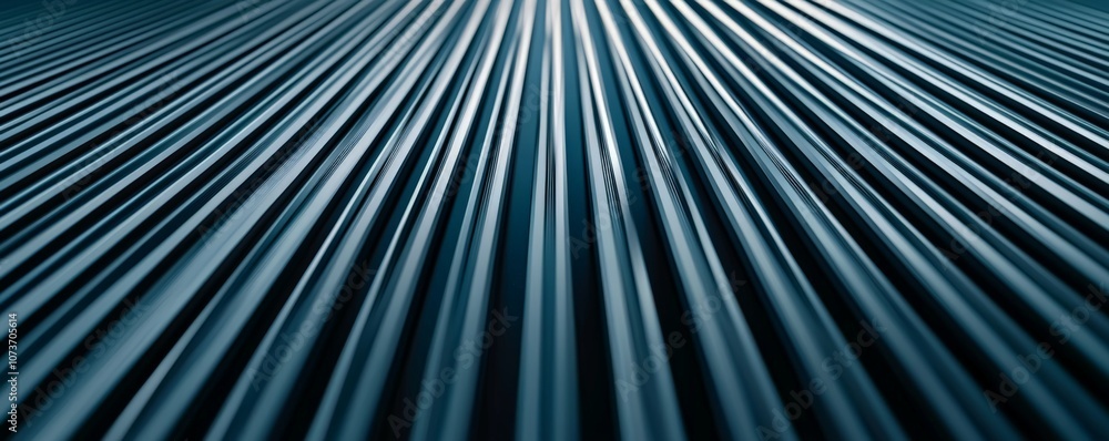 Poster the image showcases parallel metal rods arranged in a sleek, modern pattern, creating a sense of dep