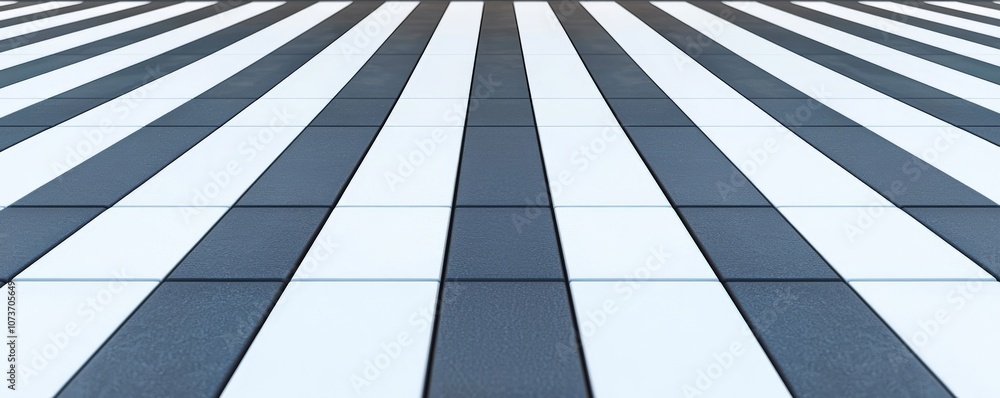 Poster a geometric pattern of alternating stripes extends diagonally, showcasing a minimalist design in con