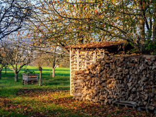 Brennholz Lager im Freien © focus finder