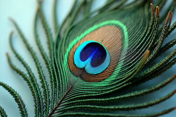Obraz premium Close-Up of a Vibrant Peacock Feather