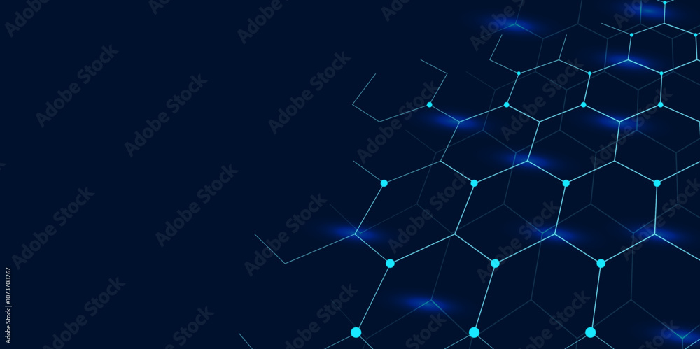 Poster technology concept with hexagonal shapes.