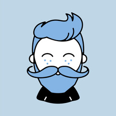 Bearded man's face vector icon. Hipster character
