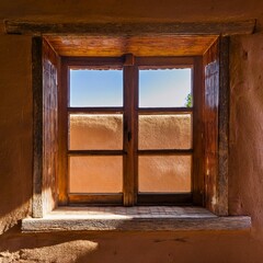 Rustic window viewed from the interior