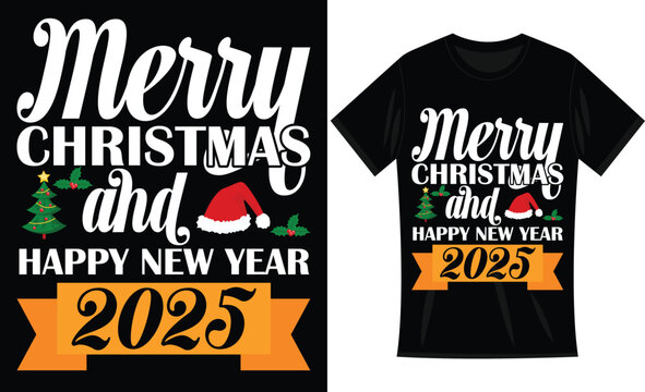 Merry Christmas and Happy New Year 25 Typography T-Shirt Design .eps