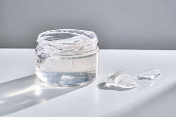 Texture of the gel in the jar. Hair gel or hyaluronic gel for the face.