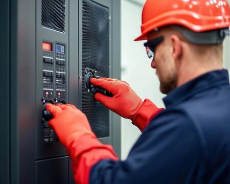 Engineers conducting preventive maintenance on a hightech automated system, ensuring topquality performance