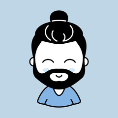 Man with beard and long hair vector icon