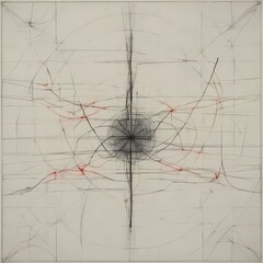 chaotic drawing, thin lines forming a mental map