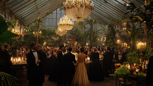1920s Art Deco New Year's Party with Flapper Dresses and Jazz Band in Luxurious Setting