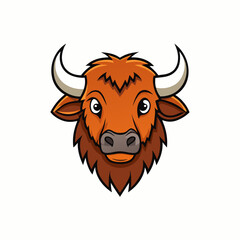 funny Bison head cartoon vector art illustration