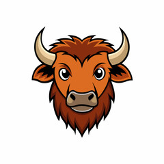 funny Bison head cartoon vector art illustration