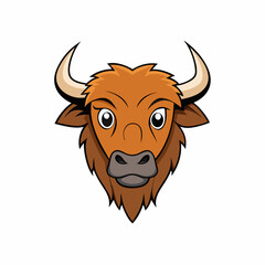 funny Bison head cartoon vector art illustration