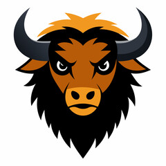 Bison head vector art illustration