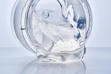 Texture of the gel in the jar. Hair gel or hyaluronic gel for the face.