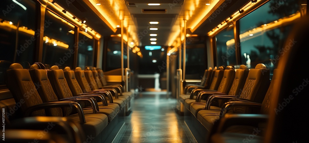 Poster Empty rows of seats in a modern bus.