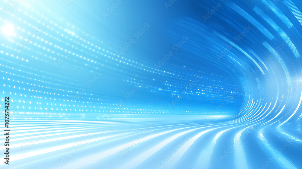Poster dynamic blue abstract background with glowing lines and lights creating a sense of movement
