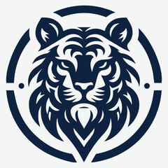 Tiger Head Silhouette Logo in Dark Blue - Perfect for Branding
