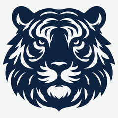 Tiger Head Silhouette Logo in Dark Blue - Perfect for Branding
