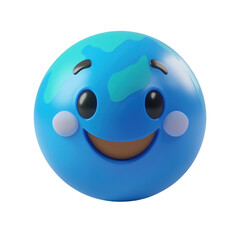 Fototapeta premium Smiling Earth globe with a face isolated on a white background. PNG transparent.
