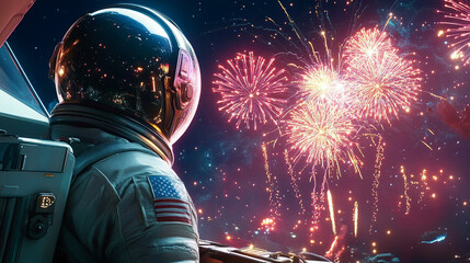 Space-Themed New Year's Eve Countdown on Futuristic Spaceship with Cosmic Fireworks