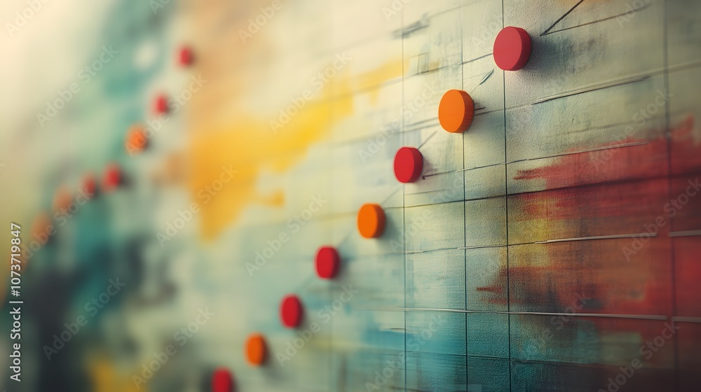 Poster a close-up view of a colorful growth chart with circular markers representing data points. the vibra