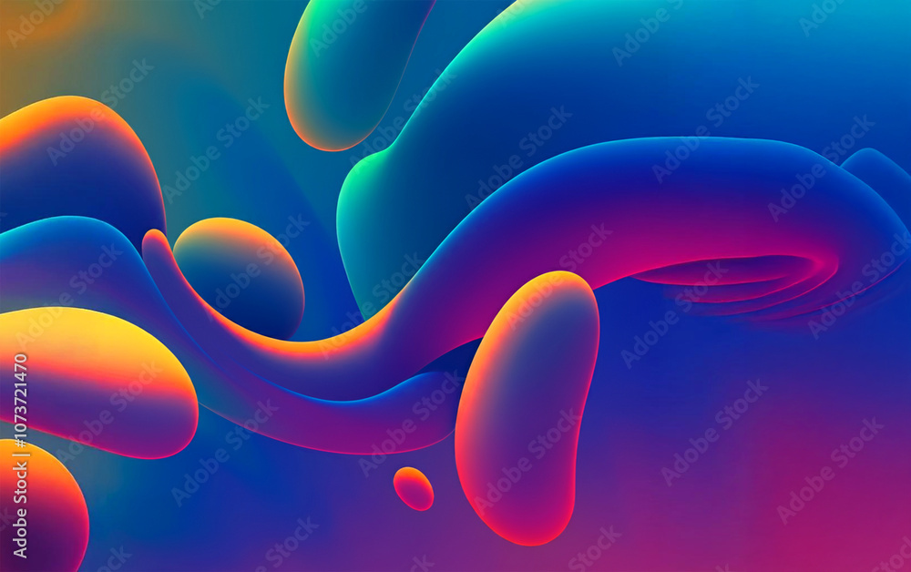 Aufkleber colorful shapes wavy backdrop. fluid gradient background vector. 3d vector.