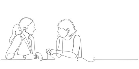 vector line art drawing of doctor consulting patient