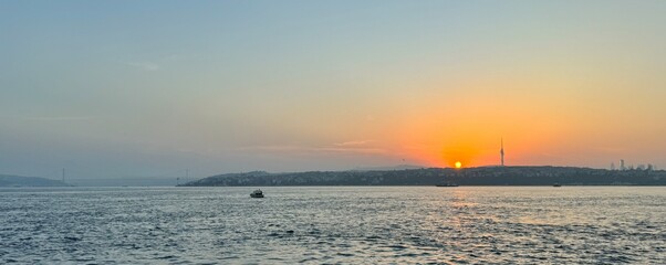 Beautiful and colorful sunrise over Marmara sea in Istanbul, Turkey