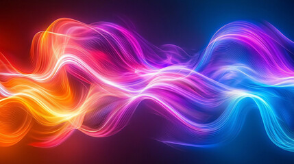 Obraz premium Vibrant abstract light waves in stunning array of colors, showcasing dynamic movement and energy. This captivating design evokes sense of fluidity and creativity