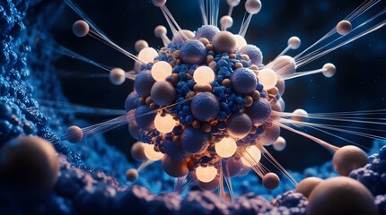 Stunning 3D Molecular Structure Visualization: Intricate Atom Connections in Deep Space