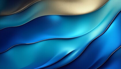 Obraz premium Abstract background with a blue and gold color palette. The wavy lines create a sense of movement and fluidity.
