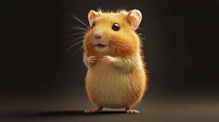 Close up Portrait of a Curious Hamster Standing on Its Paws