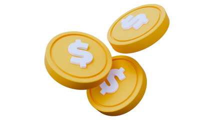 Dollar Coins 3D Illustration. Business 3D Icon