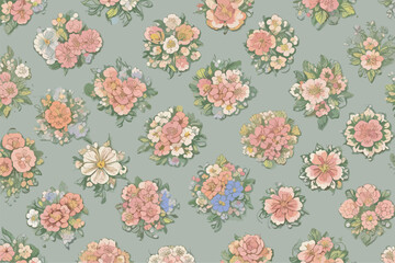 Cute daisy floral seamless watercolor pattern with watercolor black background. Flower vector illustration. Watercolor print in rustic vintage style,