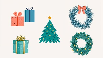 Naklejka premium Elegant of Christmas and Gifts
