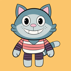 Banded cat doll with a happy smiling cartoon vector illustration 
