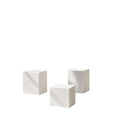 Three blank white boxes isolated on a white background. PNG transparent.