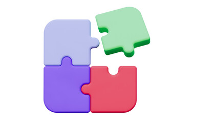 Business Strategy with Puzzle 3D Illustration. Business 3D Icon