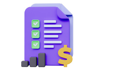 Business Document 3D Illustration, Business 3D Icon