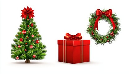 Vibrant of a Cheerful Christmas Scene with Tree Gifts and Wreath