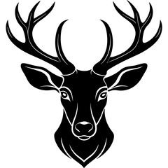 Deer head vector silhouette art illustration