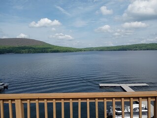 wooden bridge over lake