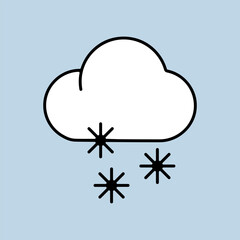 Cloud with snow vector isolated icon. Winter sign